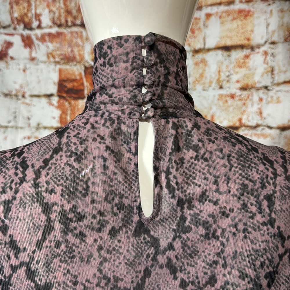 Cinq à Sept Snakeskin-Print Turtleneck in Sea Fog - Picture 7 of 7